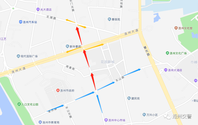 （東門中路單行線示意圖）